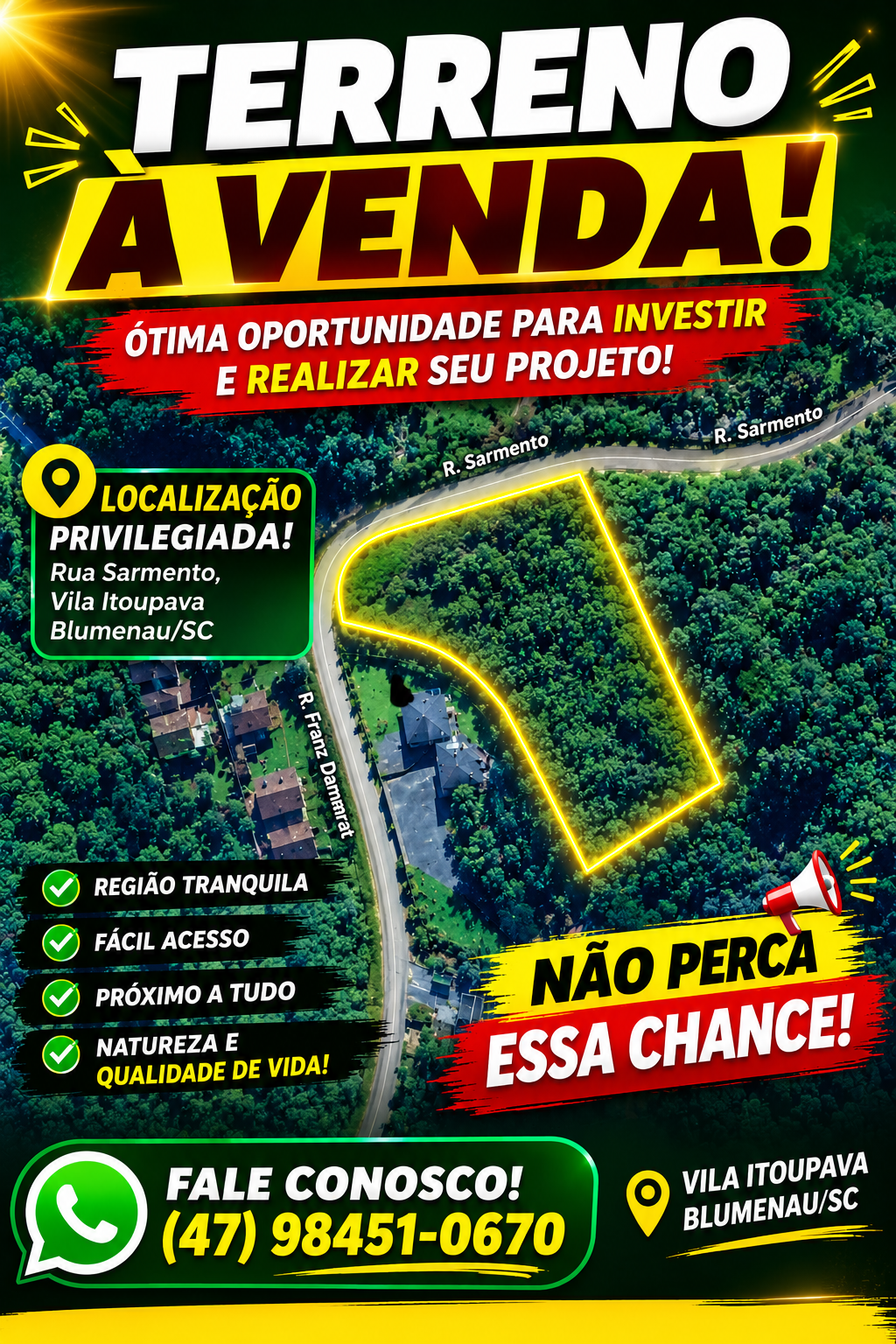 Lote Rural de 3,149 m² no Vila Itoupava em Blumenau - SC
