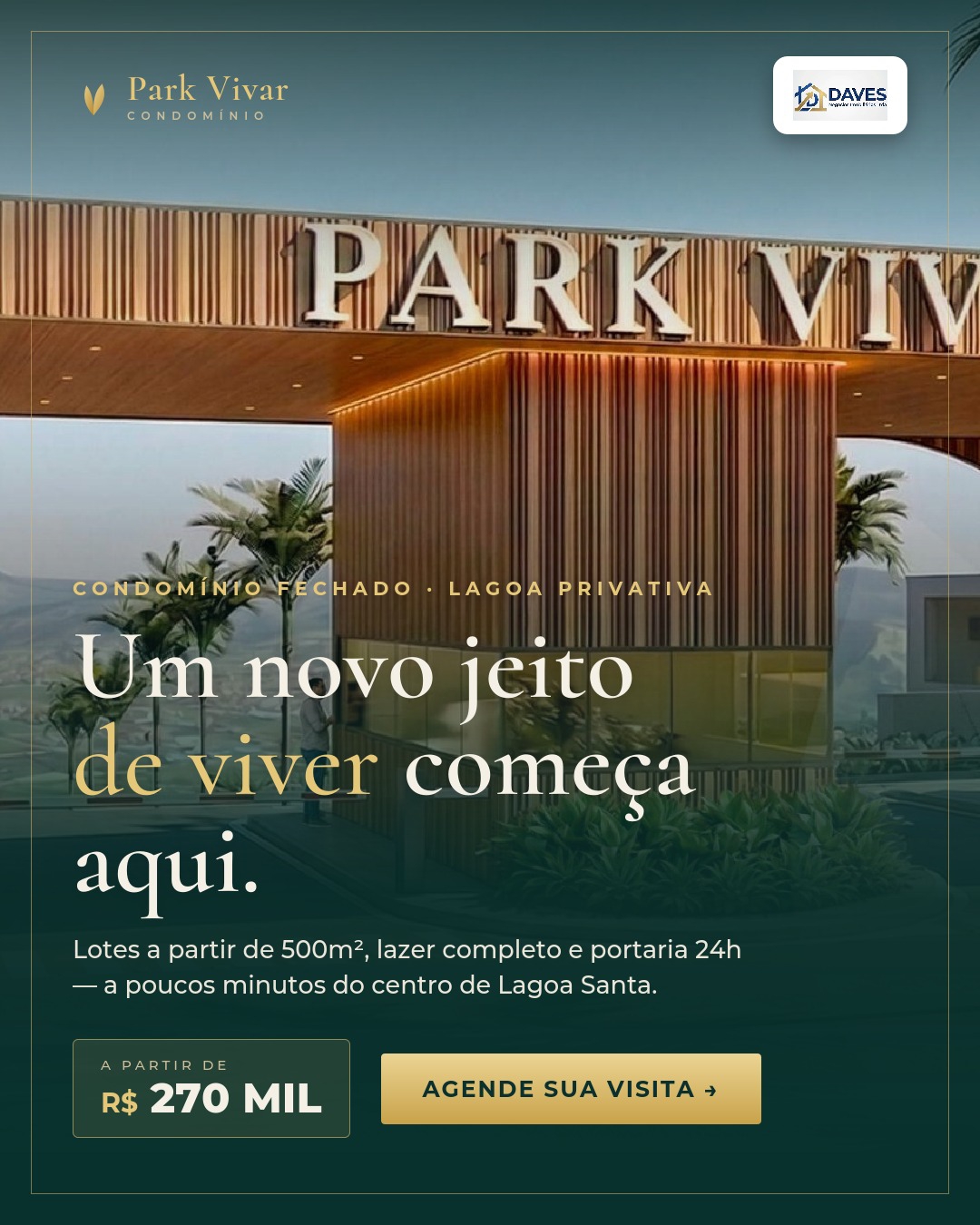 Lançamento de lotes em condomínio a partir de 500 metros