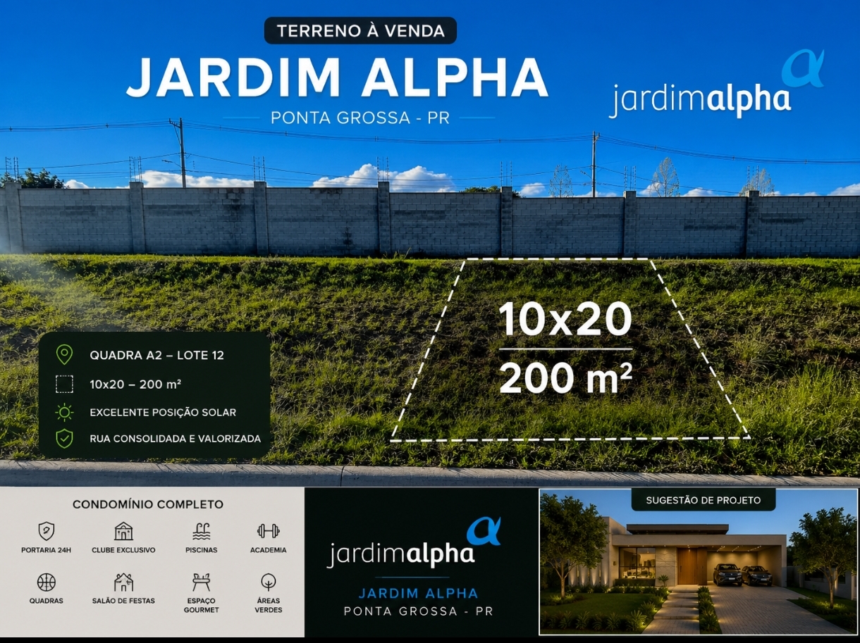 Terreno na parte alta do Jardim Alpha Ponta Grossa.