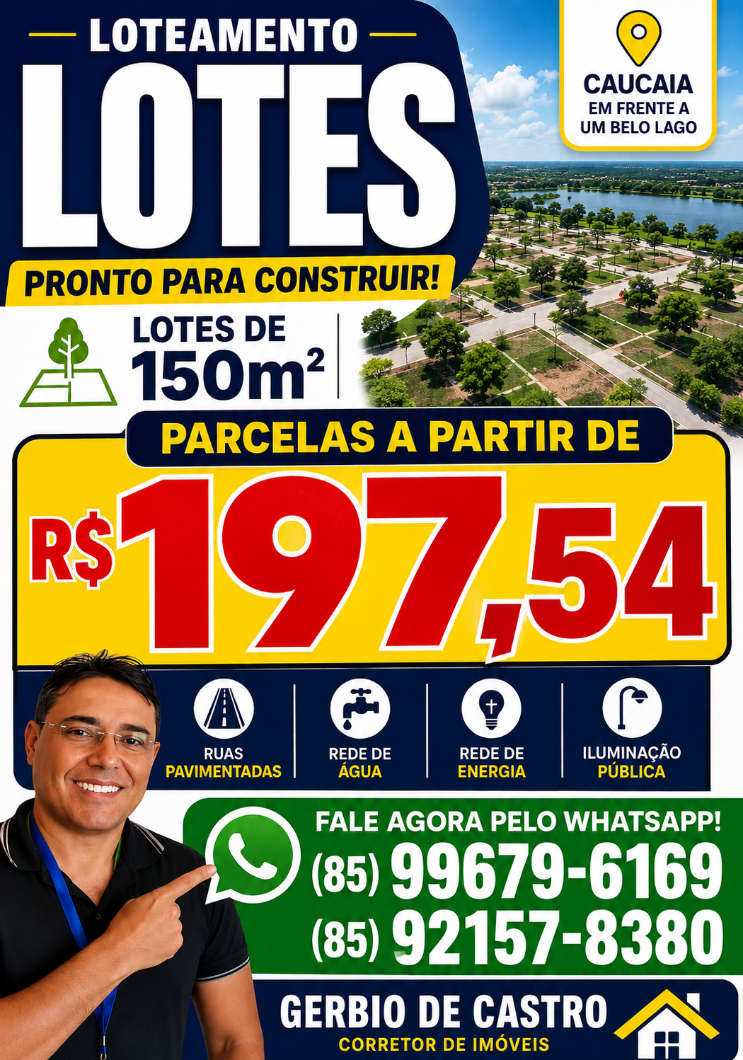 Loteamento vila Caucaia lotes com parcelas 197,54 150m 6x25