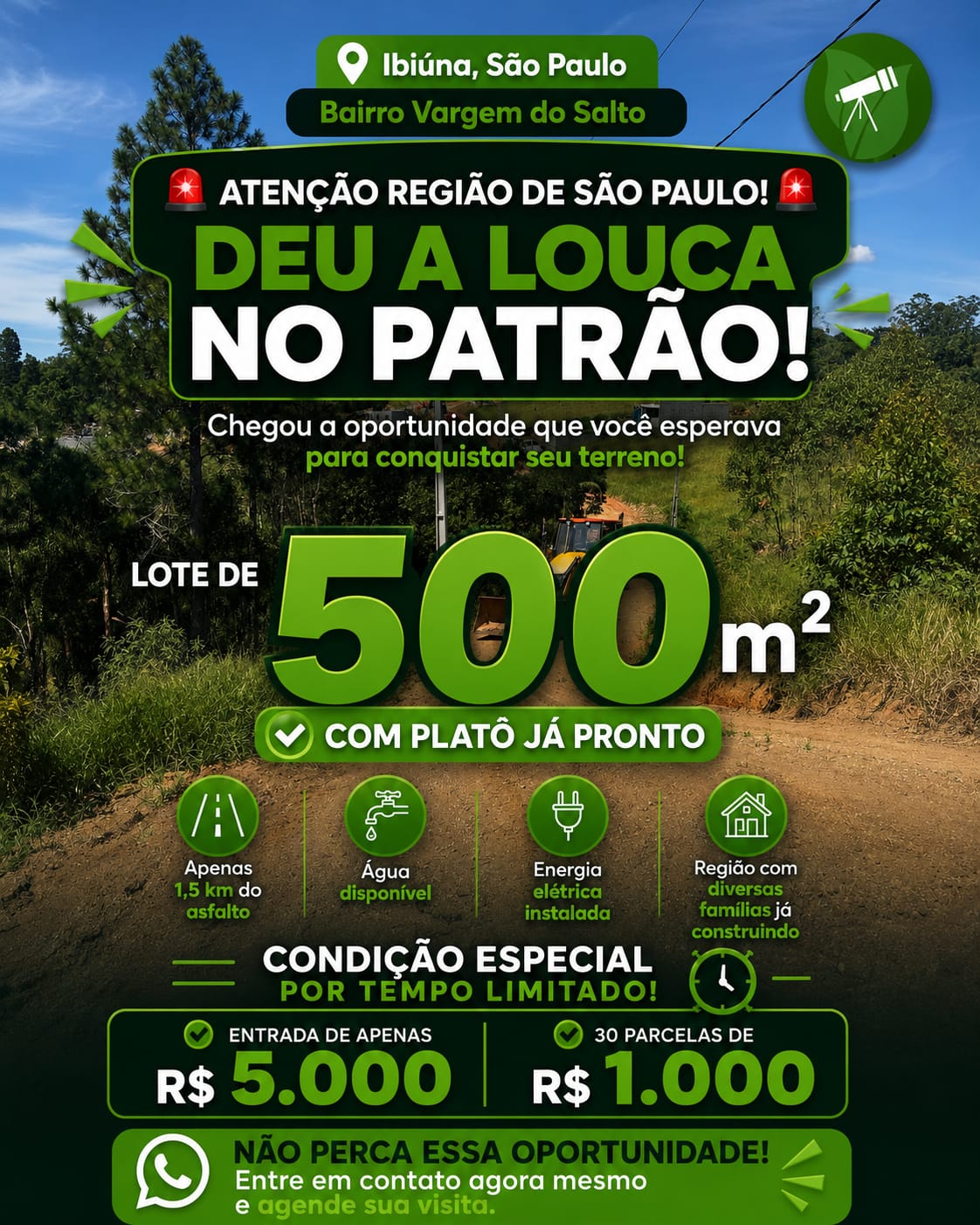 Lote Rural de 500 m² no Vargem do salto em Ibiuna - SP