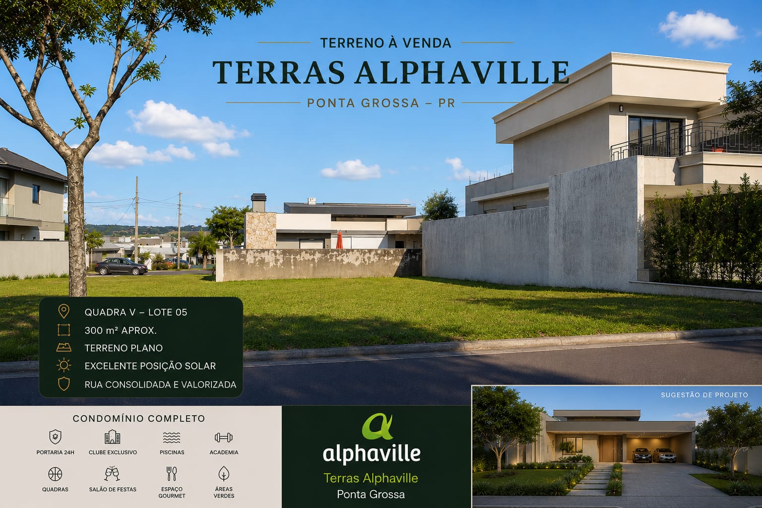 Excelente lote no Terras Alphaville Ponta Grossa.
